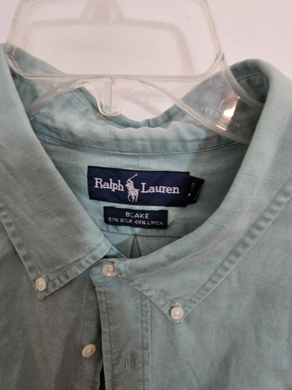 Vintage Polo Ralph Lauren Blake Silk Linen Shirt Mint Green XXL